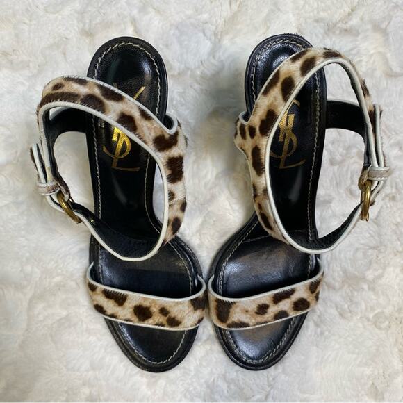 Yves Saint Laurent Ponyhair Animal Print Kitten Heel Sandals
Size 38.5 Leopard - Picture 3 of 14